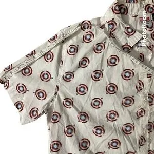Marvel | Shirts | Marvel Captain America Short Sleeve Shirt Button Down ...